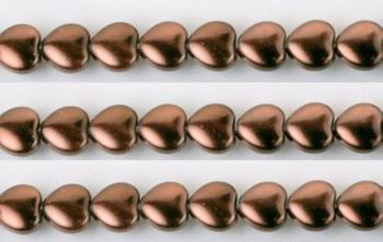 (image for) 6x6mm Chocolate Brown Glass Pearl Heart Beads